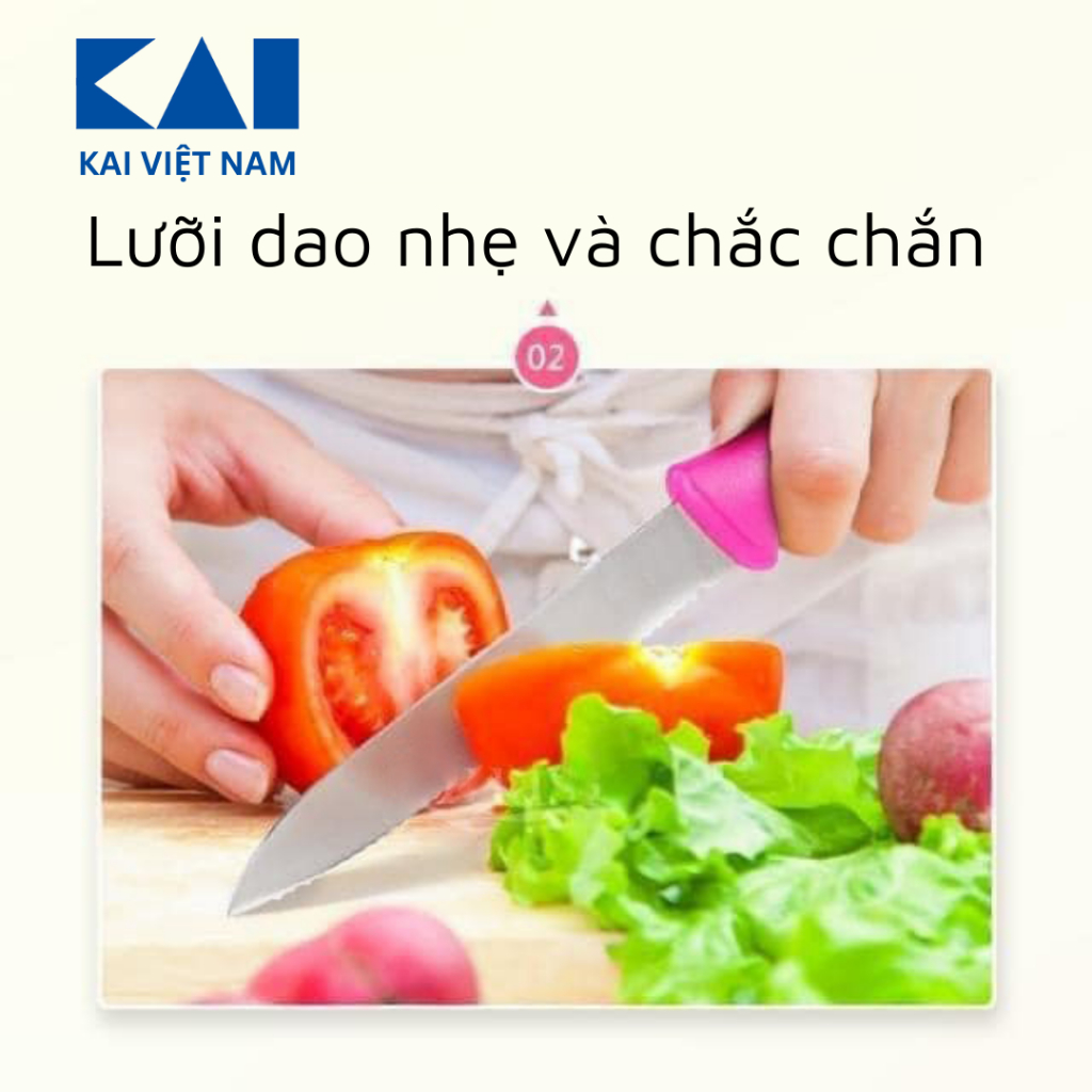 Dao gọt hoa quả KAI Hocho nhiều màu bằng thép không gỉ Indian Hocho Kitchen Knife ( Blister Pack)