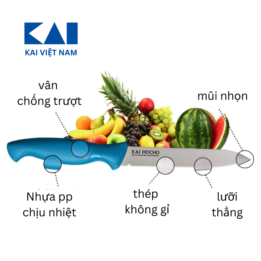 Dao gọt hoa quả KAI Hocho nhiều màu bằng thép không gỉ Indian Hocho Kitchen Knife