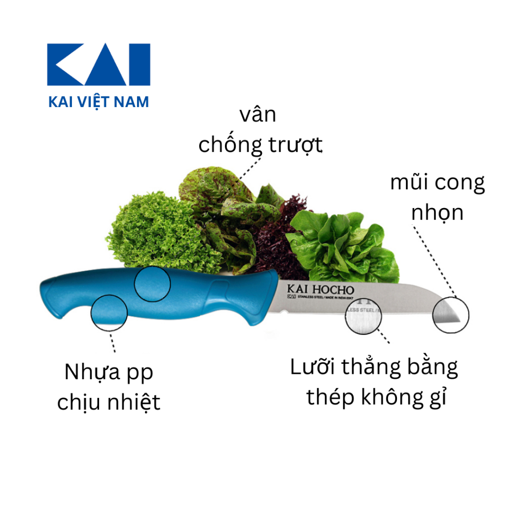 Dao gọt hoa quả KAI Hocho nhiều màu bằng thép không gỉ Indian Hocho Kitchen Knife ( Blister Pack)