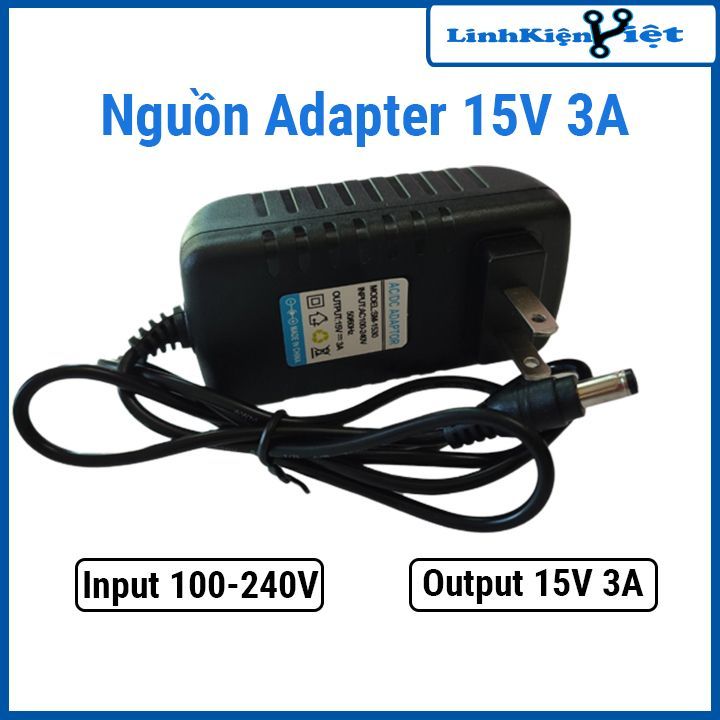 Nguồn Adapter 15V 3A DC 5.5x2.1mm nguồn loa vi tính