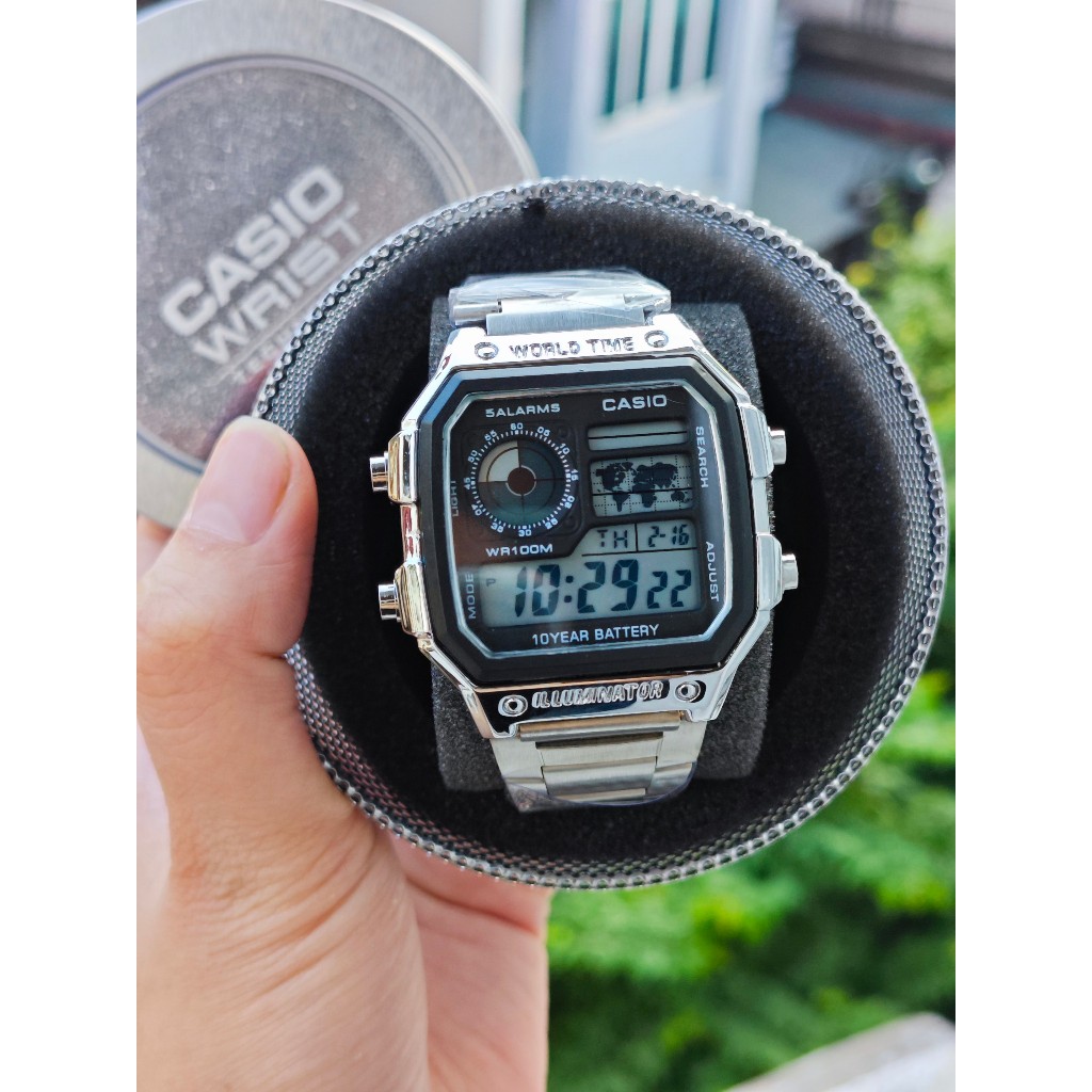 Đồng hồ nam Casio AE1200 dây thép không gỉ , classic , Tặng kèm box thiếc- Nam Duong watches