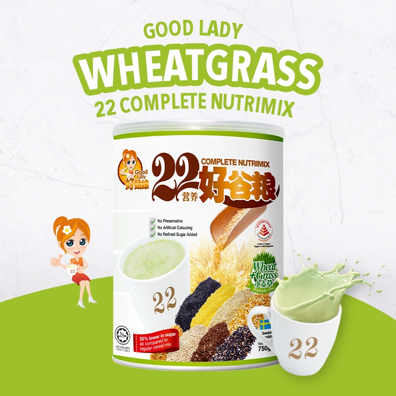 Bột ngũ cốc dinh dưỡng 22 Nutrimix - Wheat Grass (Mầm lúa mì) 750g - Hộp thiếc