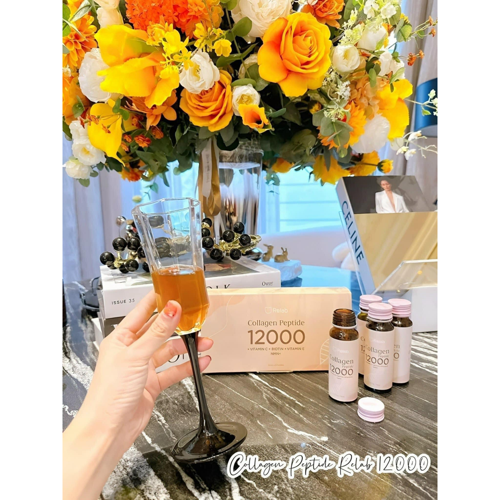 Nước Uống Collagen Relab 12000 Peptide Giúp Trắng Da, Trẻ Hóa, Căng Bóng Da Hộp 6 Chai