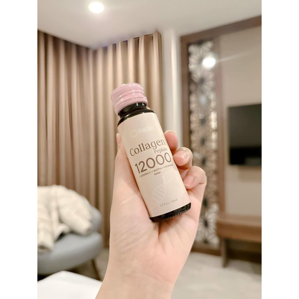 Nước Uống Collagen Relab 12000 Peptide Giúp Trắng Da, Trẻ Hóa, Căng Bóng Da Hộp 6 Chai