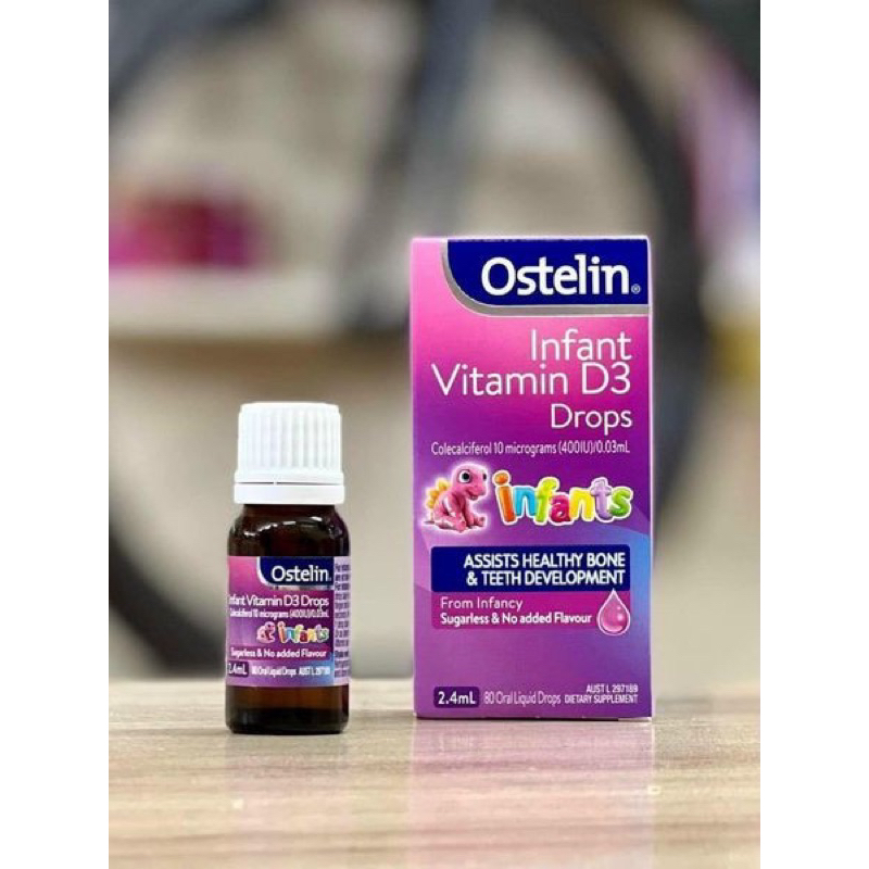 Vitamin D3 400 IU dạng giọt cho trẻ sơ sinh Ostelin Infant Kids Drops 2.4ml