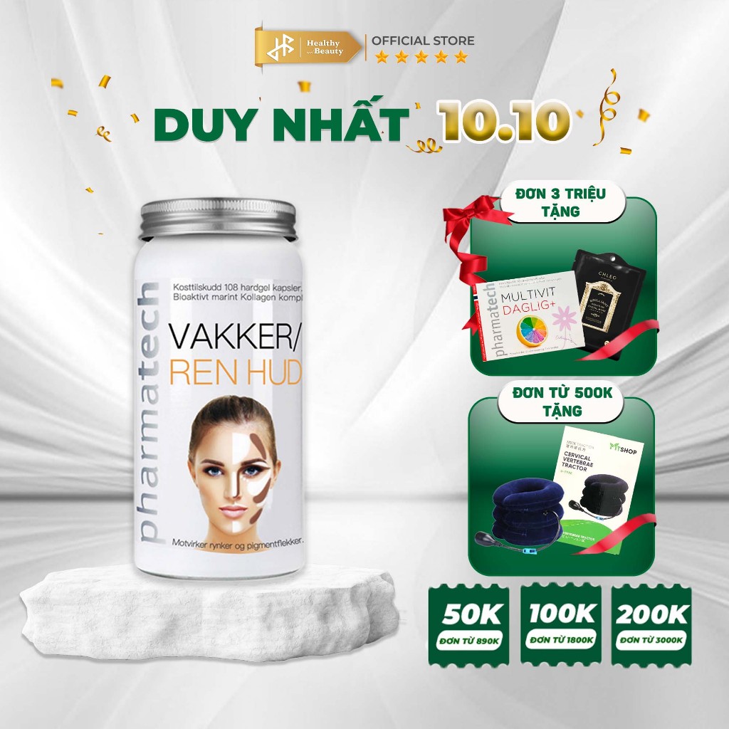 Viên nang mờ nám và ngăn ngừa lão hóa da Vakker/Ren Hud lọ 108 viên