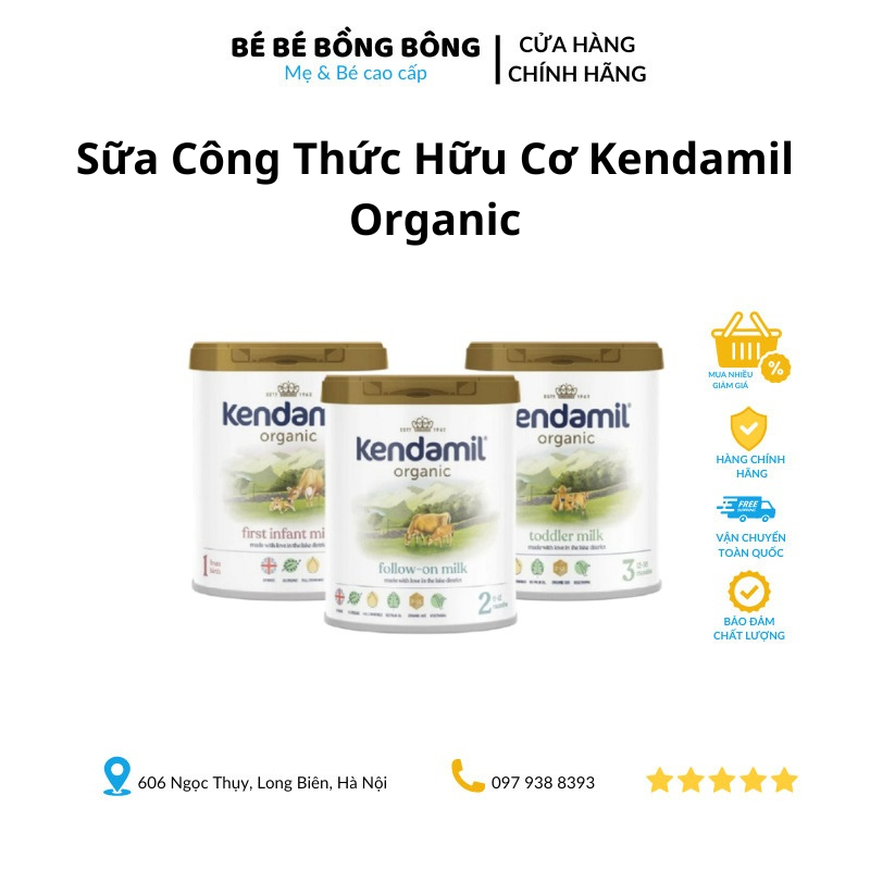[CHÍNH HÃNG] Sữa Công Thức Hữu Cơ Kendamil Organic chứa HMOs Số 1-2- 3 (800g) Nội Địa Anh