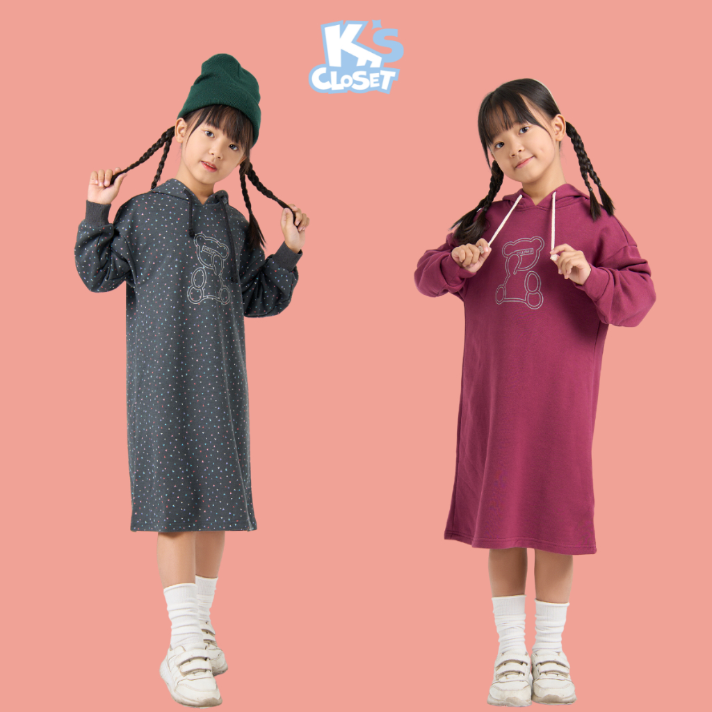 Váy Hoodie cho bé gái K'S CLOSET (2-14 tuổi) thoải mái, năng động KT198TWF TM