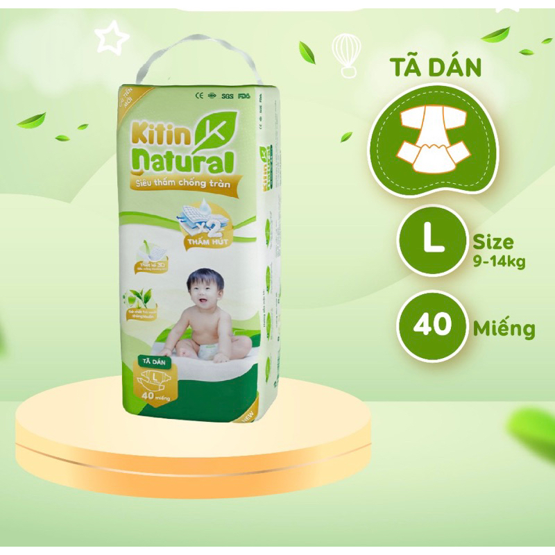 Tã Bỉm Dán/ Quần Kitin Natural S56/M44/L40/XL38/XXL36/XXXL34