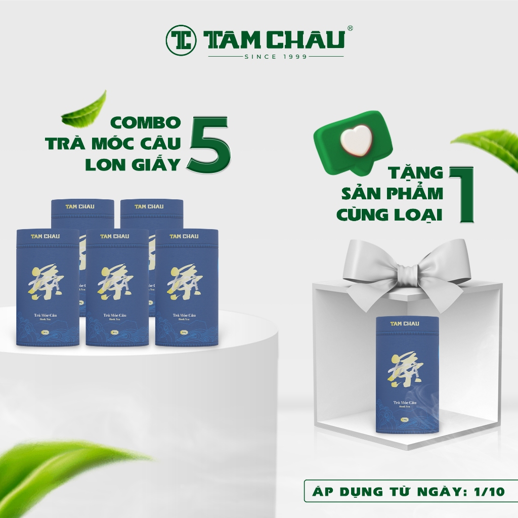 MUA 5 TẶNG 1 - 6 Trà Xanh Móc Câu Lon Giấy 100gr