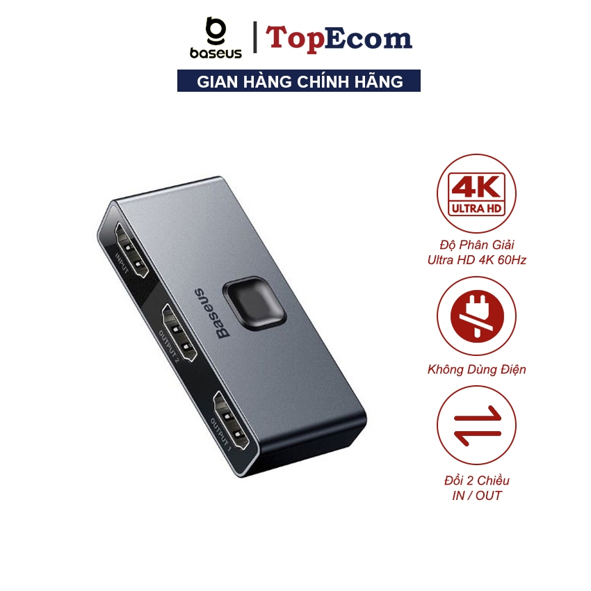 Bộ Chia Tín Hiệu Kỹ Thuật Số 4K HDMI 2 Chiều Baseus Matrix HDMI Splitter (2in1 Or 1in2) Cho Máy Tính, TV, Máy Chiếu...