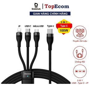 Cáp Sạc Nhanh Và Truyền Dữ Liệu 3 đầu 100w 3 in 1 Baseus One-for-three Fast Charging Data Cổng IP/ USB A/  Type C