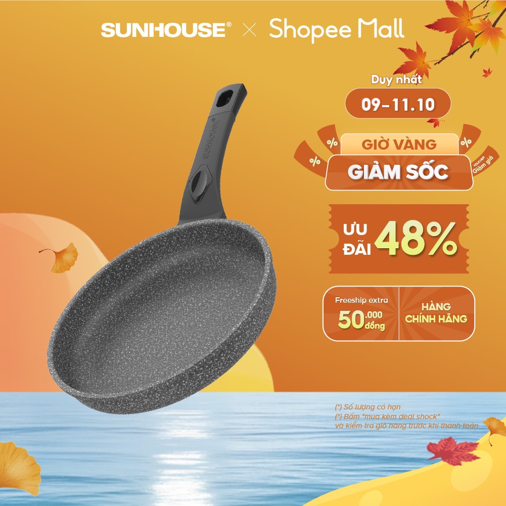 Chảo Đá Chống Dính KHÔNG TỪ SUNHOUSE Size 24-30cm SBD 24-30