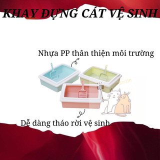❌🍭Khay đựng cát vệ sinh cho chó mèo hình chữ nhật 🌈☔️🐶