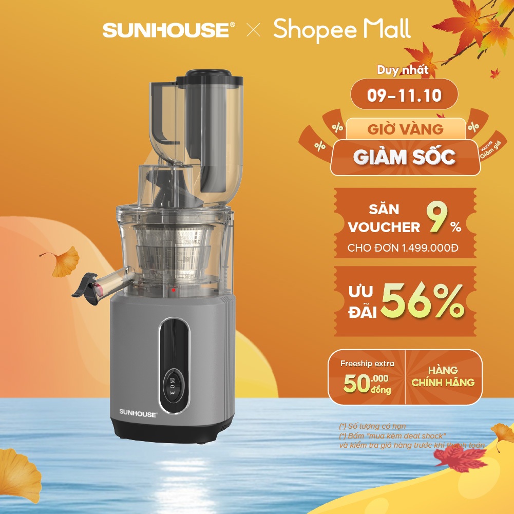 Máy ép chậm SUNHOUSE SHD5503 | Công suất 240W | Công nghệ lưới lọc PUREMAX | Ép kiệt bã | Ống tiếp nguyên liệu lớn