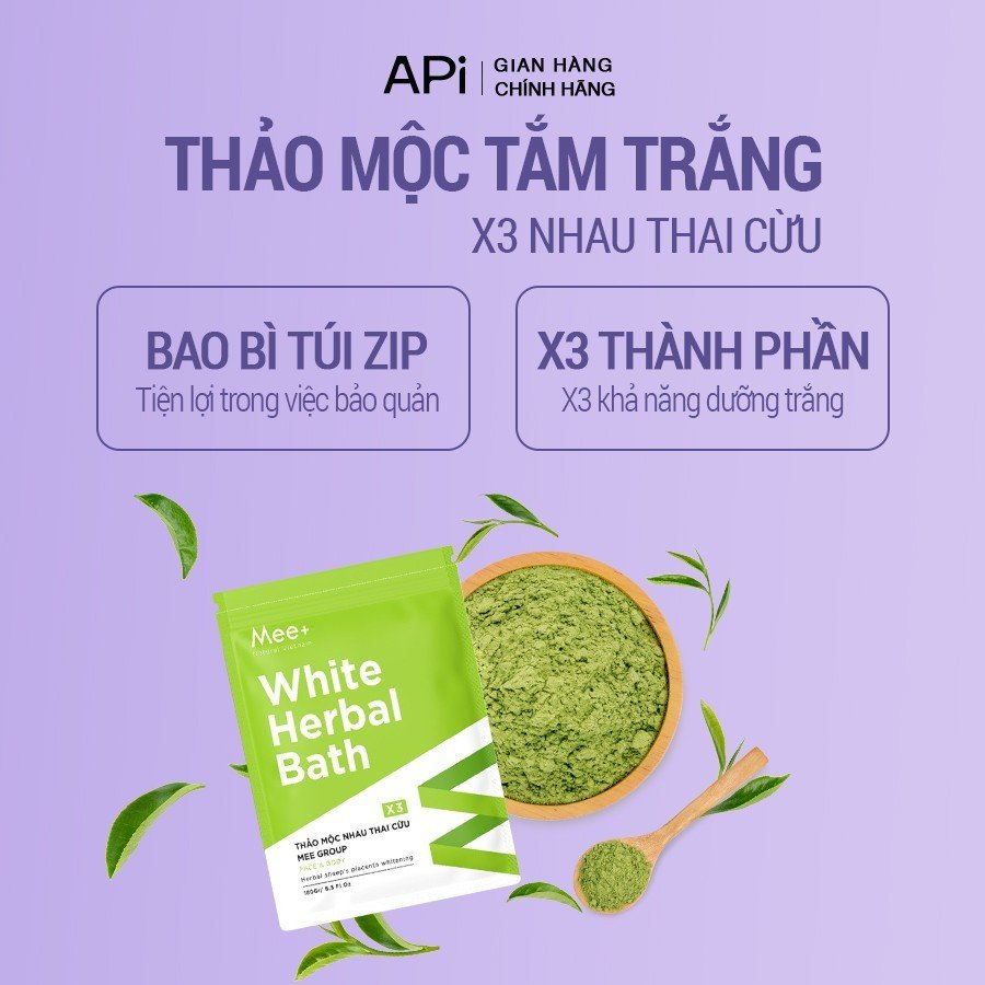 Combo 3 gói tắm trắng thảo mộc nhau thai cừu Mee Natural giúp trắng da, nhả nắng 180g