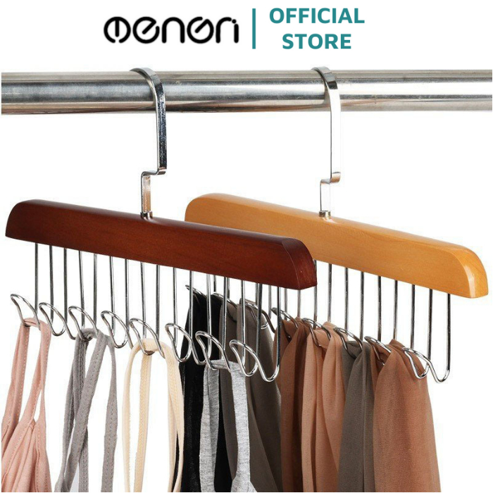 Móc Treo Quần Áo Gỗ Treo Đồ Lót, Cà Vạt, Thắt Lưng, Áo Hai Dây Đa Năng Tiện Dụng