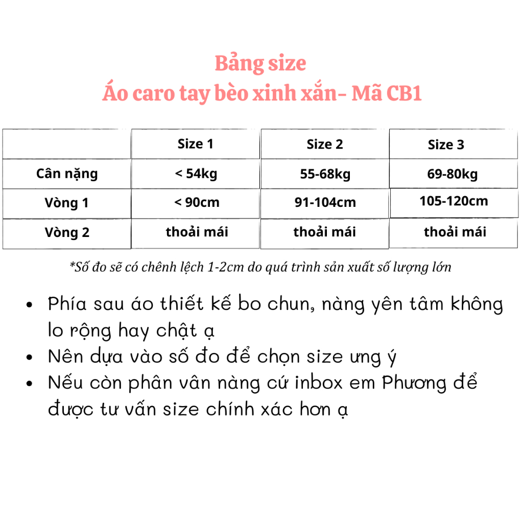 Áo caro có Bigsize tay bèo xinh xắn nữ CB1