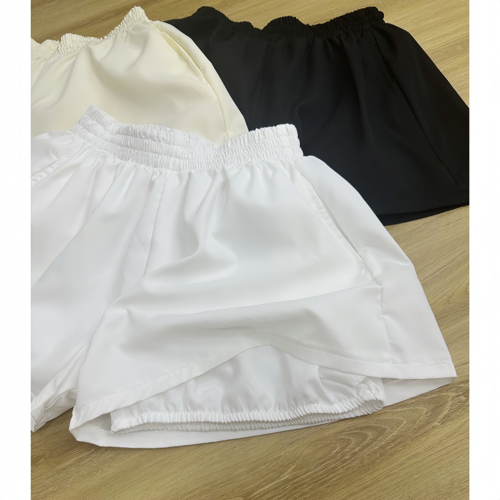 Quần Short có Bigsize dáng xoè giả váy cạp cao 2 lớp linen trơn CB1