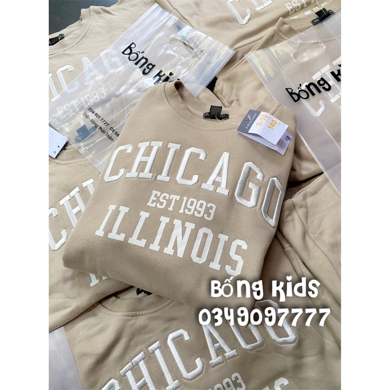 Áo Nỉ Bé Gái Thêu CHICAGO Be PR