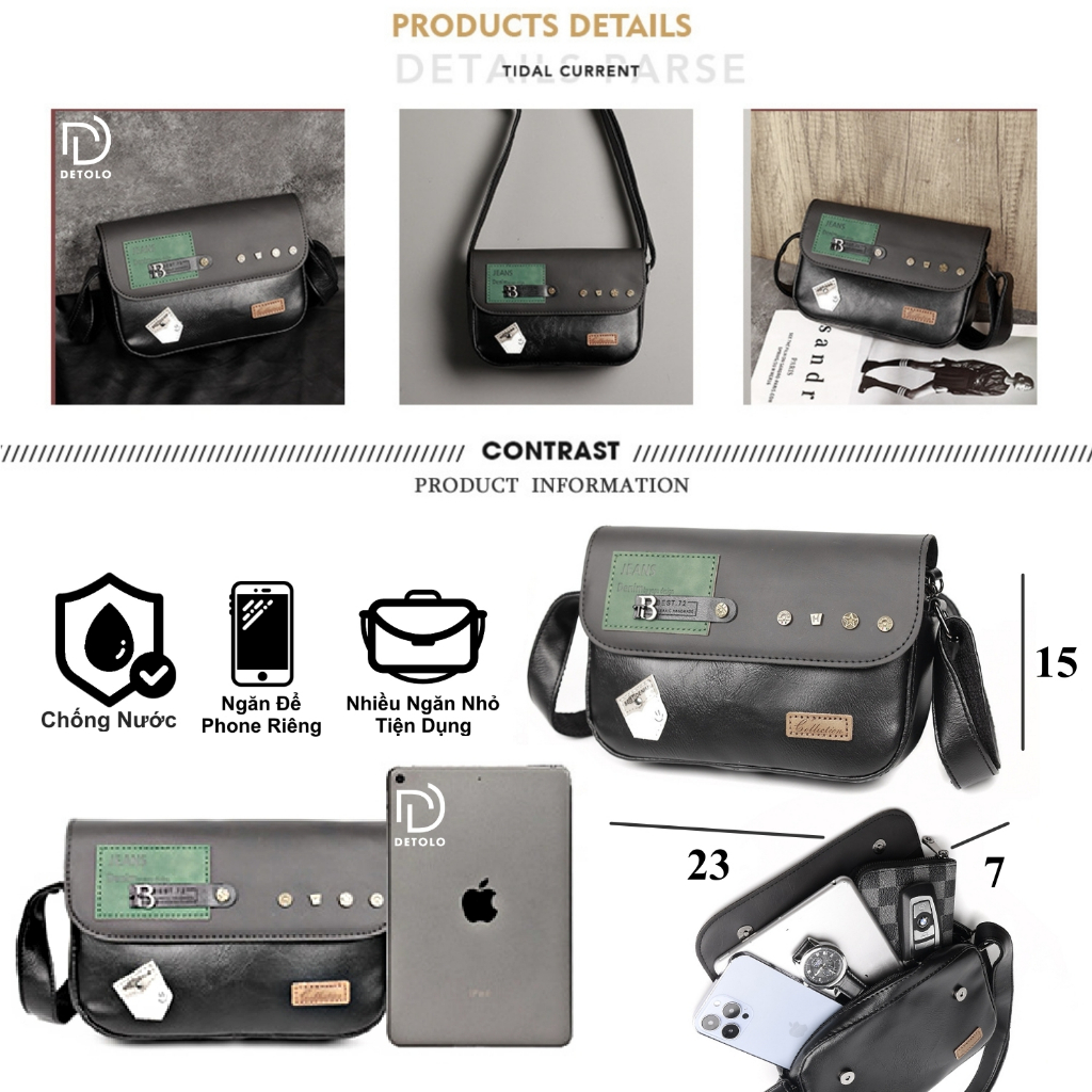 Túi Đeo Chéo Da Cao Cấp Unisex DETOLO