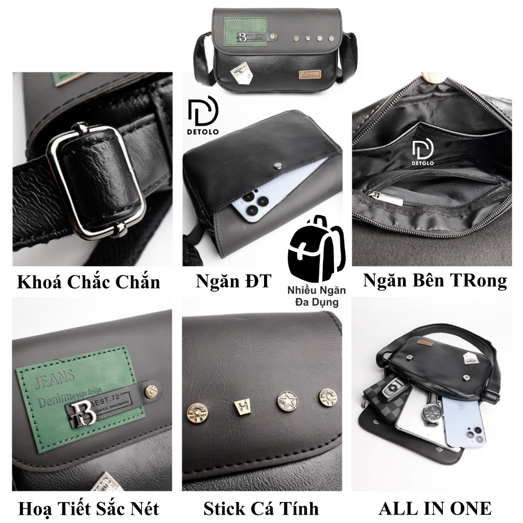 Túi Đeo Chéo Da Cao Cấp Unisex DETOLO