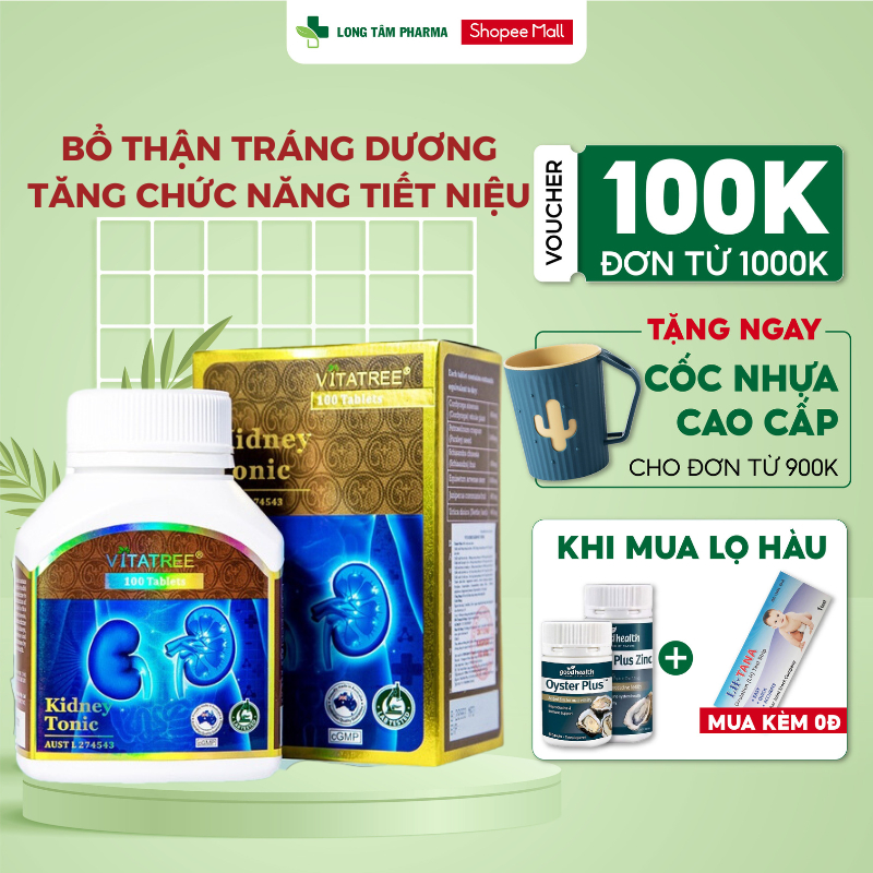 Viên uống Vitatree Kidney Tonic giúp bổ thận, tráng dương,tăng cường chức năng tiết niệu hộp 100 viên của Úc