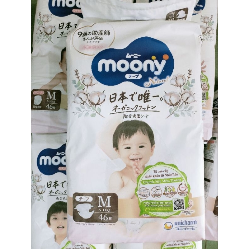 Tã bỉm dán , quần Moony natural S, M, L, Xl