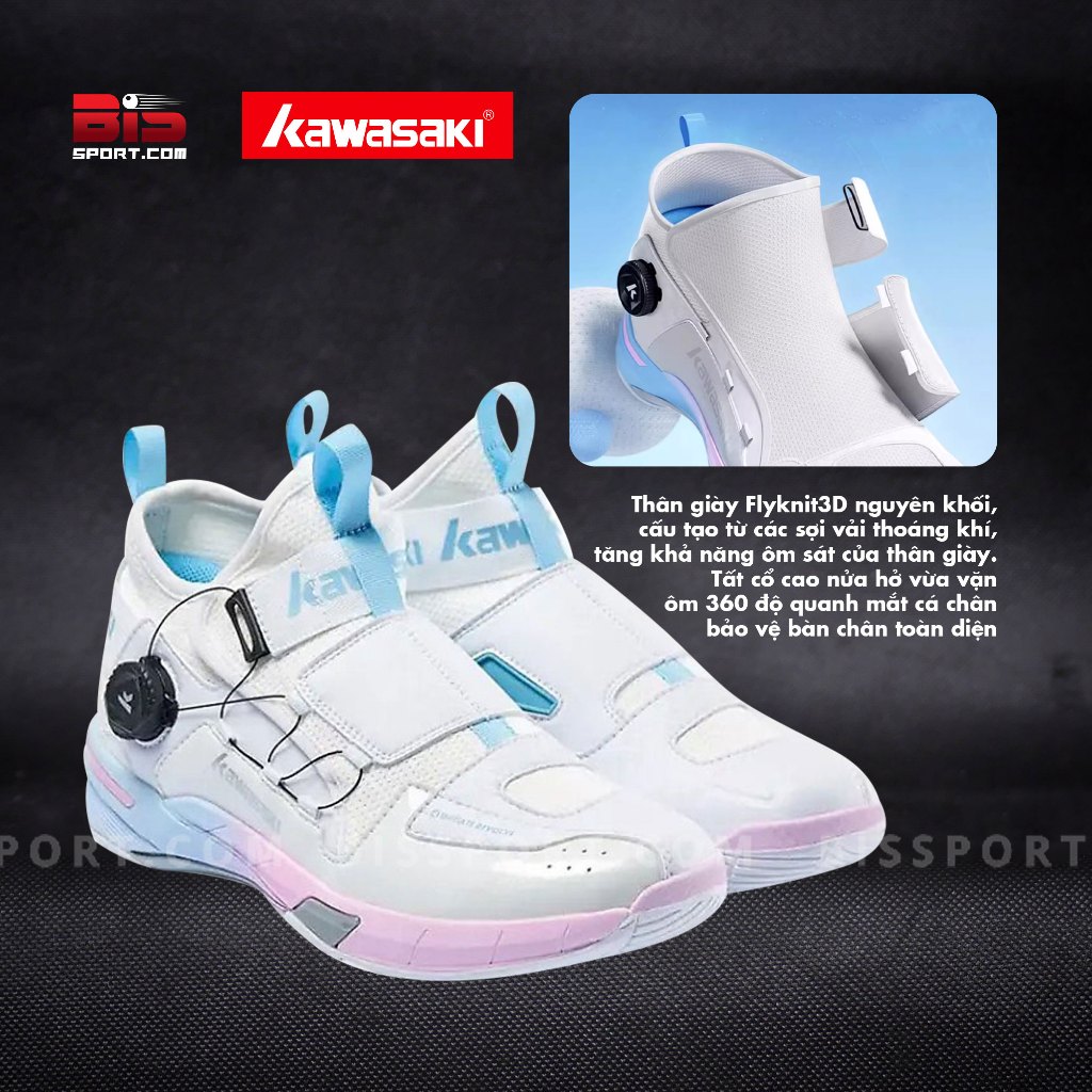 Giày Kawasaki A3311 Trắng Hồng Chính Hãng - Phong Cách Hầm Hố, Đế Cao Su Kép