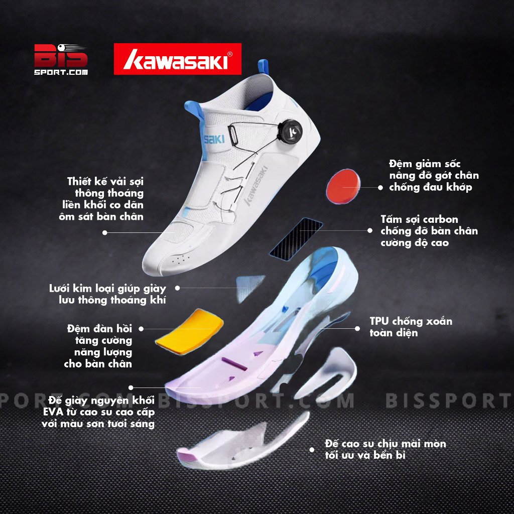 Giày Kawasaki A3311 Trắng Hồng Chính Hãng - Phong Cách Hầm Hố, Đế Cao Su Kép