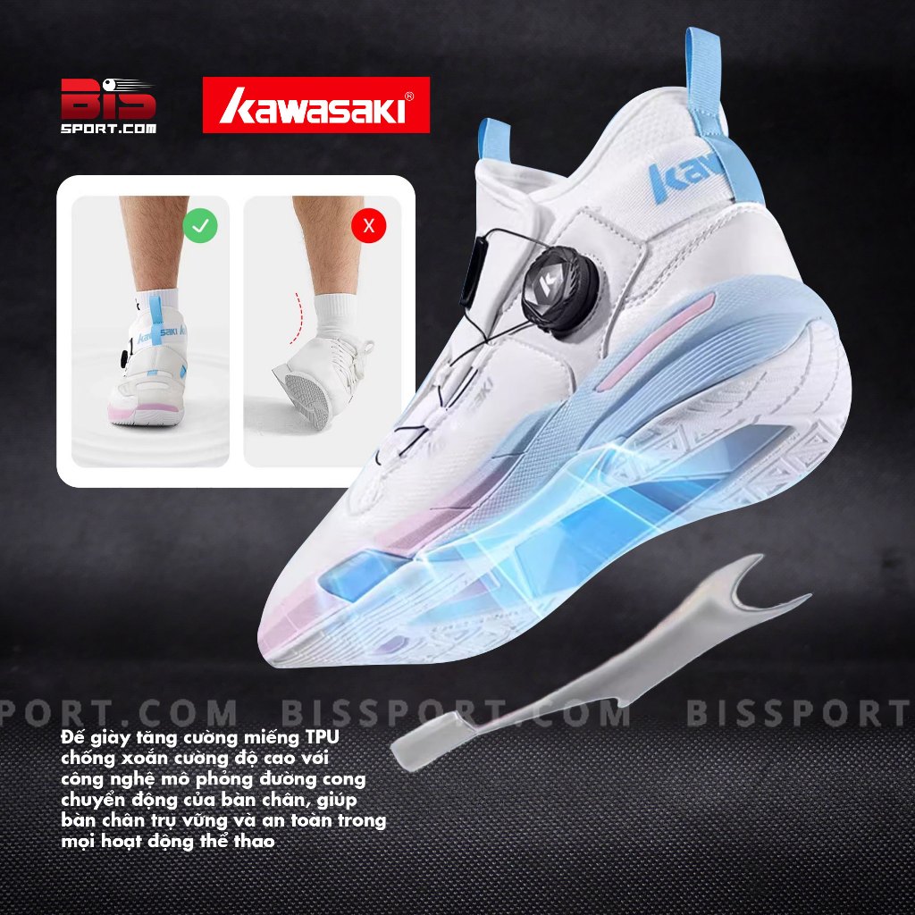 Giày Kawasaki A3311 Trắng Hồng Chính Hãng - Phong Cách Hầm Hố, Đế Cao Su Kép