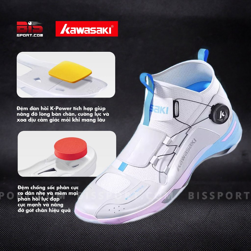 Giày Kawasaki A3311 Trắng Hồng Chính Hãng - Phong Cách Hầm Hố, Đế Cao Su Kép