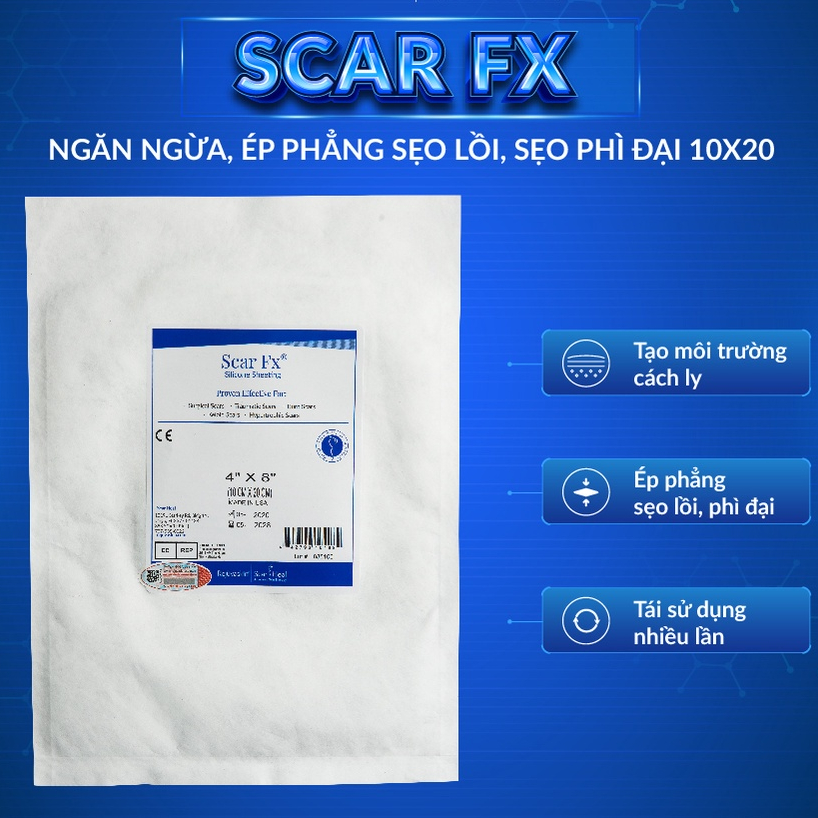 Miếng Dán Xẹp Sẹo Lồi / Phì Đại REJUVASKIN Scar FX 10x20cm
