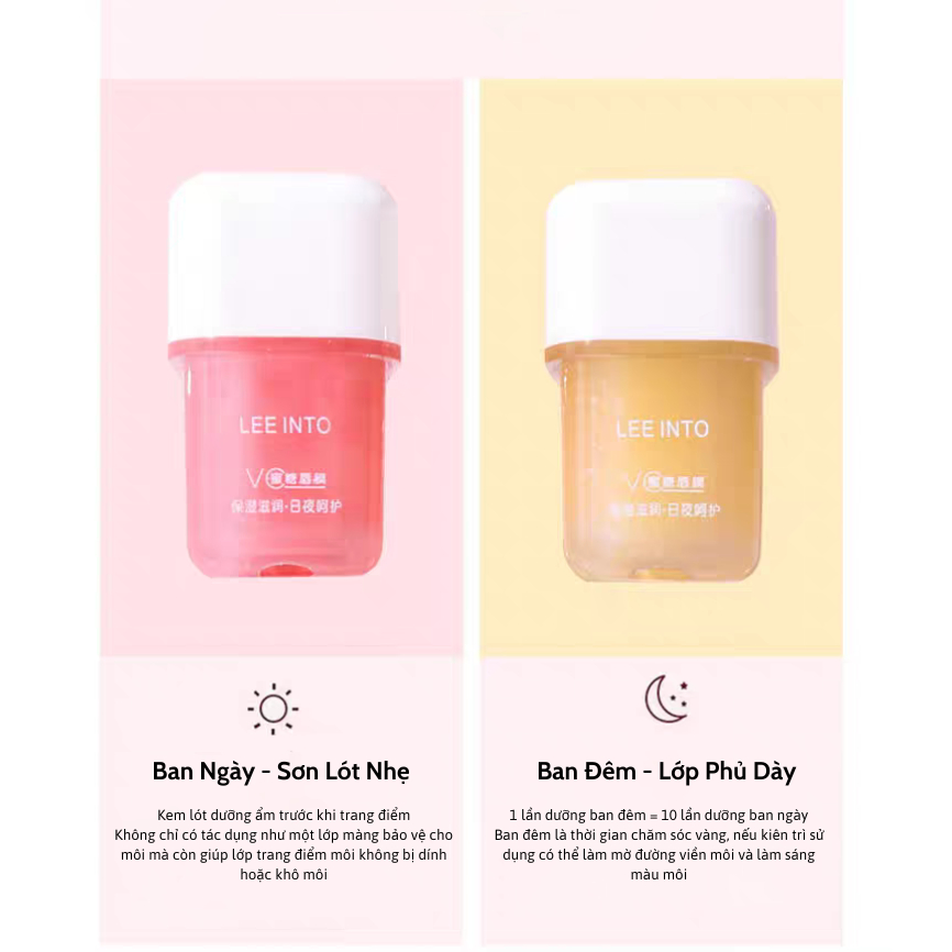 Set Son Dưỡng Môi Ngày - Đêm LEE INTO Giúp Dưỡng Môi Mềm Mịn, Giảm Viền Môi, Sửa Chữa Nuôi Dưỡng Môi