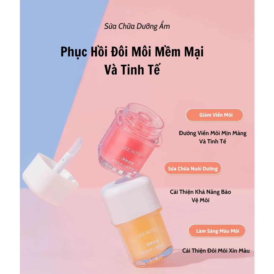Set Son Dưỡng Môi Ngày - Đêm LEE INTO Giúp Dưỡng Môi Mềm Mịn, Giảm Viền Môi, Sửa Chữa Nuôi Dưỡng Môi