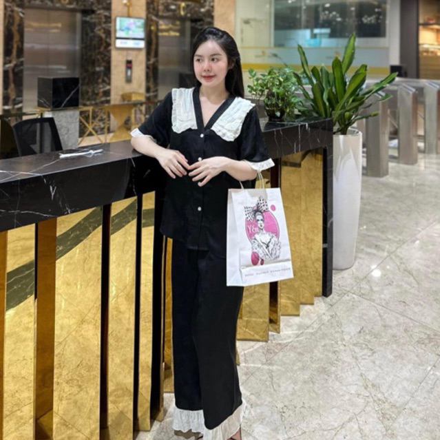 Bộ Lụa Mặc Nhà Pijama Nữ Chất Lụa Cao Cấp Mát Mềm Mịn ELSA PIJAMA