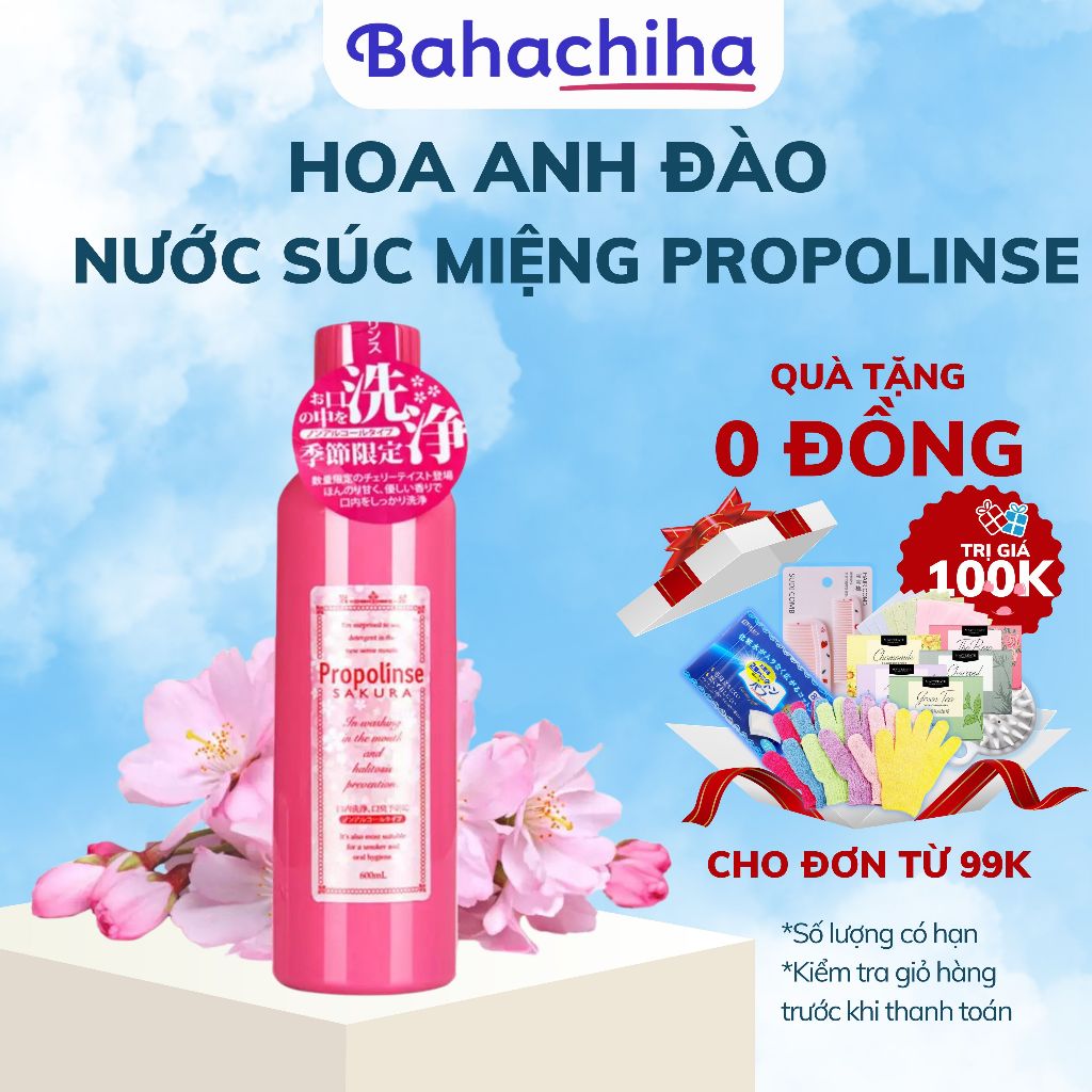 Nước súc miệng Propolinse màu hồng 600ml sạch mảng bám Nhật Bản - Bahachiha