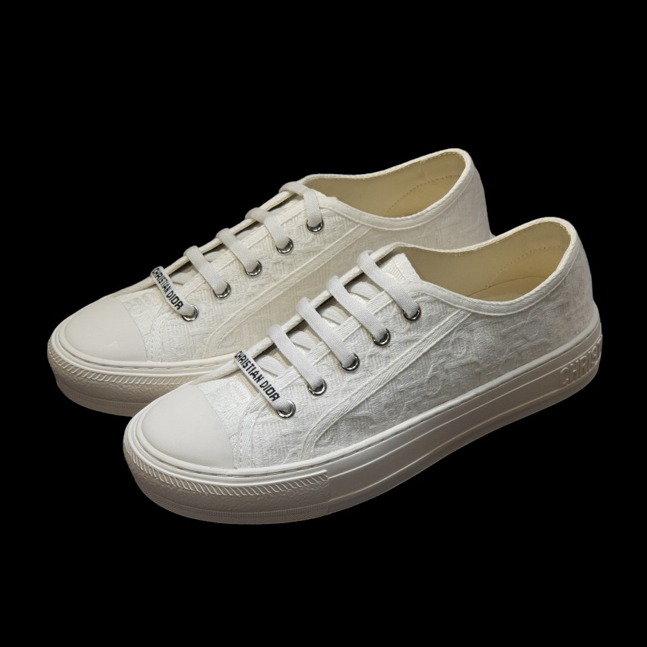 Giày Thể Thao Sneaker Di.or B56 Full Trắng Cao Cấp, Di.or Walk Embroider Cotton họa tiết vải trắng full,Di.or B56Cao Cấp