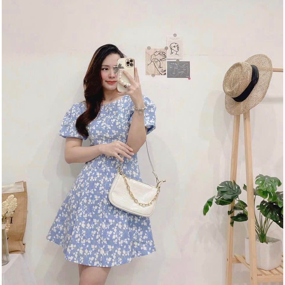 Đầm hoa nhí thiết kế cổ tròn