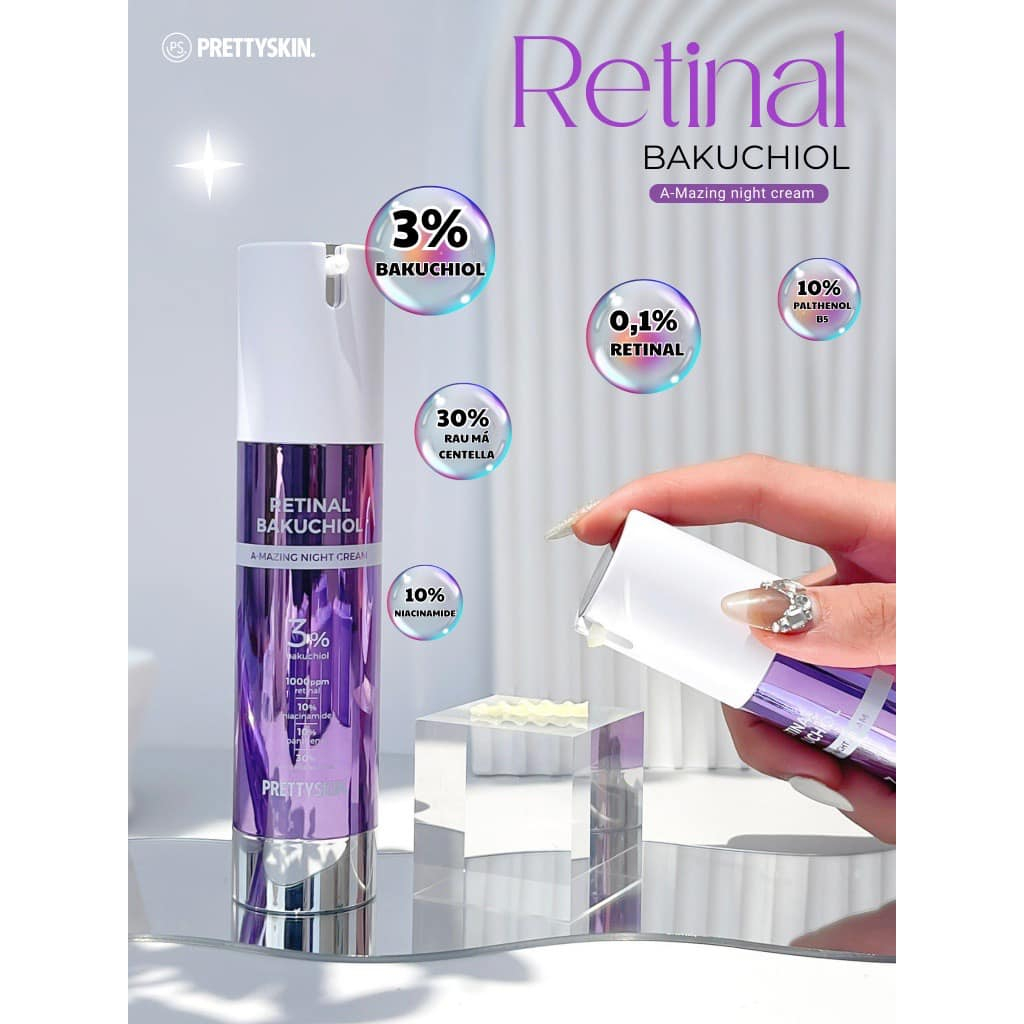 Retinal Pretty Skin, kem dưỡng Pretty Skin Retinal Bakuchiol A-mazing Night Cream Tái Tạo Phục Hồi, Trẻ Hóa Làn Da