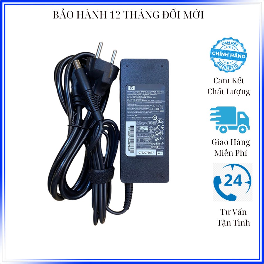 Sạc Laptop HP 18.5v - 3.5a / 19v - 4.74a / 19.5v - 4.62a, 65w - 90w Zin cao cấp New 100% Bảo Hành 12 Tháng