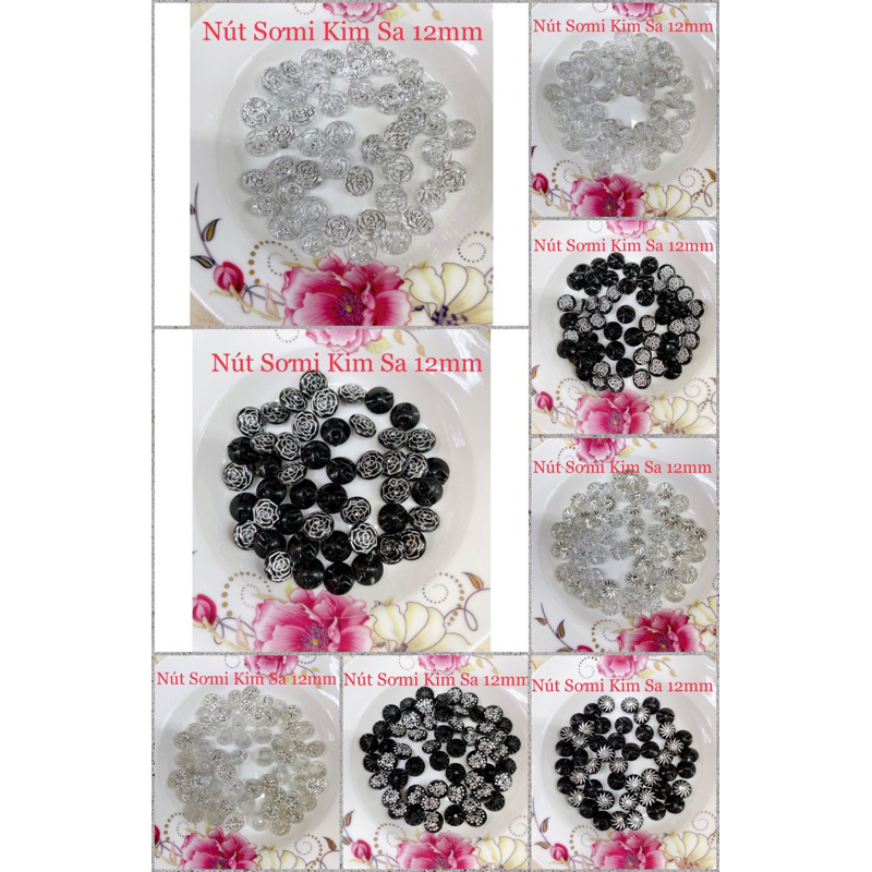 ❤️Giá Sỉ )140 Nút Áo Sơmi 12mm Kiểu Kim Sa [Trắng / Đen]