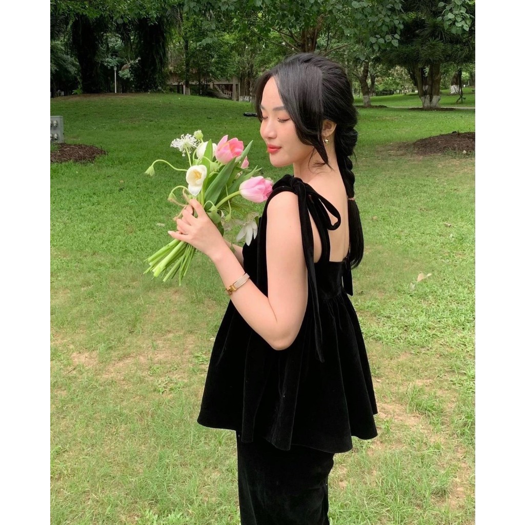 - Set nhung cup ngực Quảng Châu cao cấp phong cách tiểu thư kèm ảnh thật