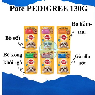 Bộ 12 thức ăn cho chó lớn dạng sốt Pedigree vị bò hầm và rau củ 130g