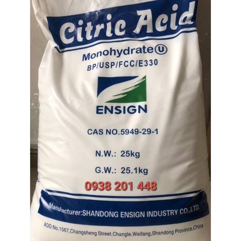 Acid Citric 99%  Bột Tạo Vị Chua - Dùng Trong Thực Phẩm - Túi 1Kg