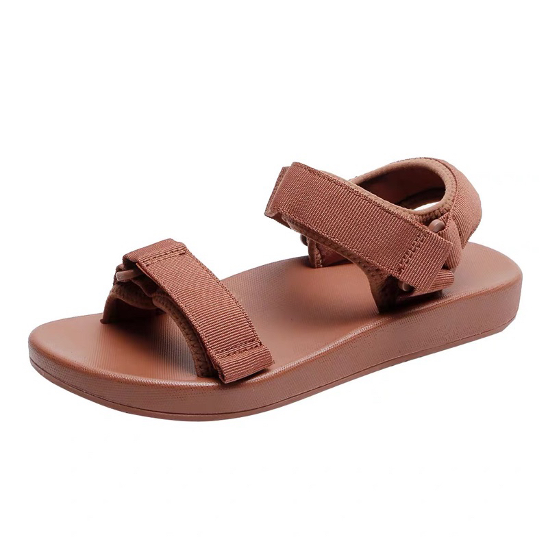 Giày sandal đế bằng 2 quai fashion quai dán xé điều chỉnh cao cấp siêu nhẹ thoáng khí êm chân