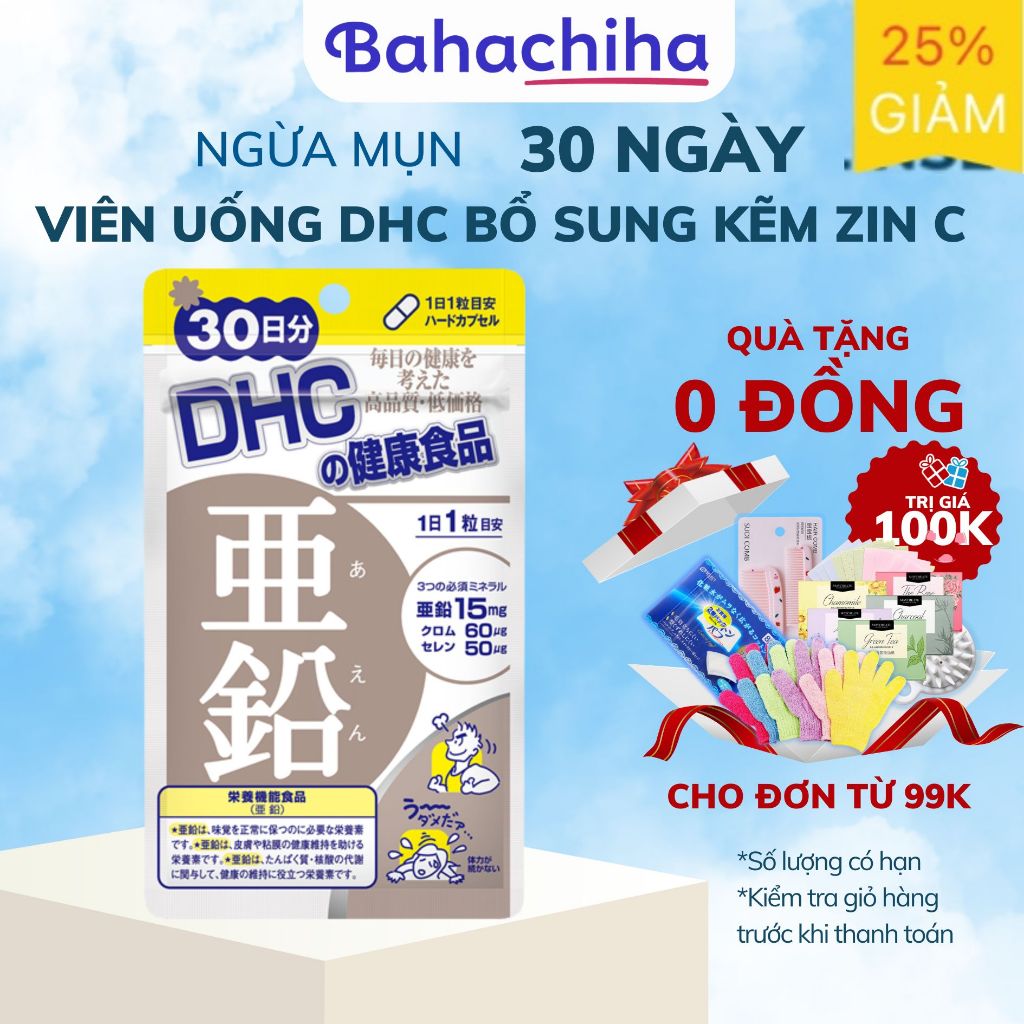 Viên uống bổ sung Kẽm DHC Zinc 15 ngày và 30 ngày - Bahachiha