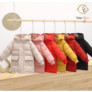 Áo phao dáng dài phong cách Hàn Quốc cho bé trai/bé gái, chất liệu dày dặn siêu ấm - hàng Quảng Châu loại 1