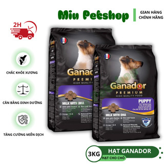 Hạt Ganador puppy sữa và DHA Túi 3KG, Hạt thức ăn cho chó con, Thức ăn dinh dưỡng cho chó