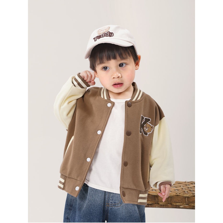 Áo khoác bomber nỉ loại đẹp GẤU BEAR thu đông cho bé 10-25kg Namkidshop